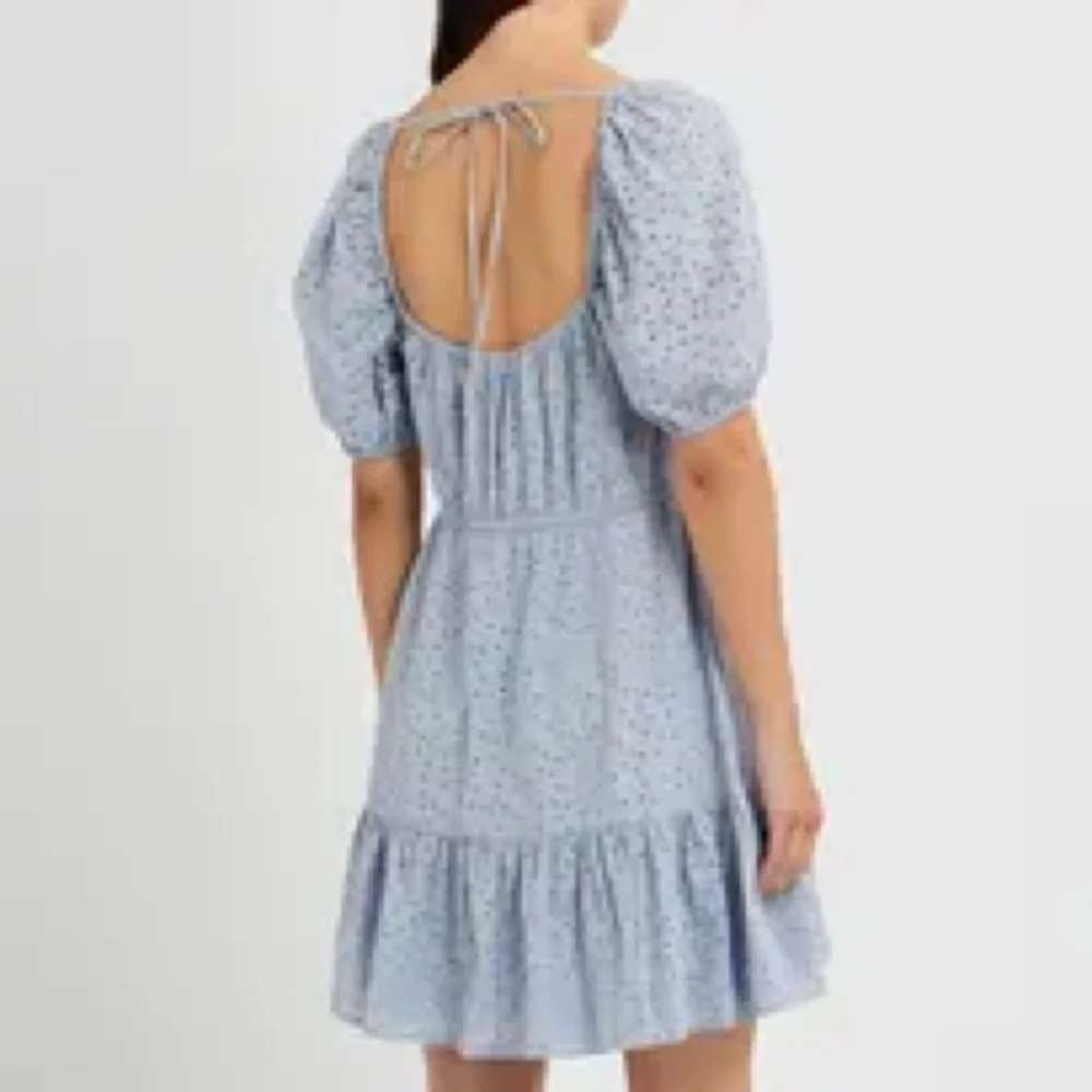 Organic Cotton Puff Sleeve Eyelet Dress - Picture 3 of 13